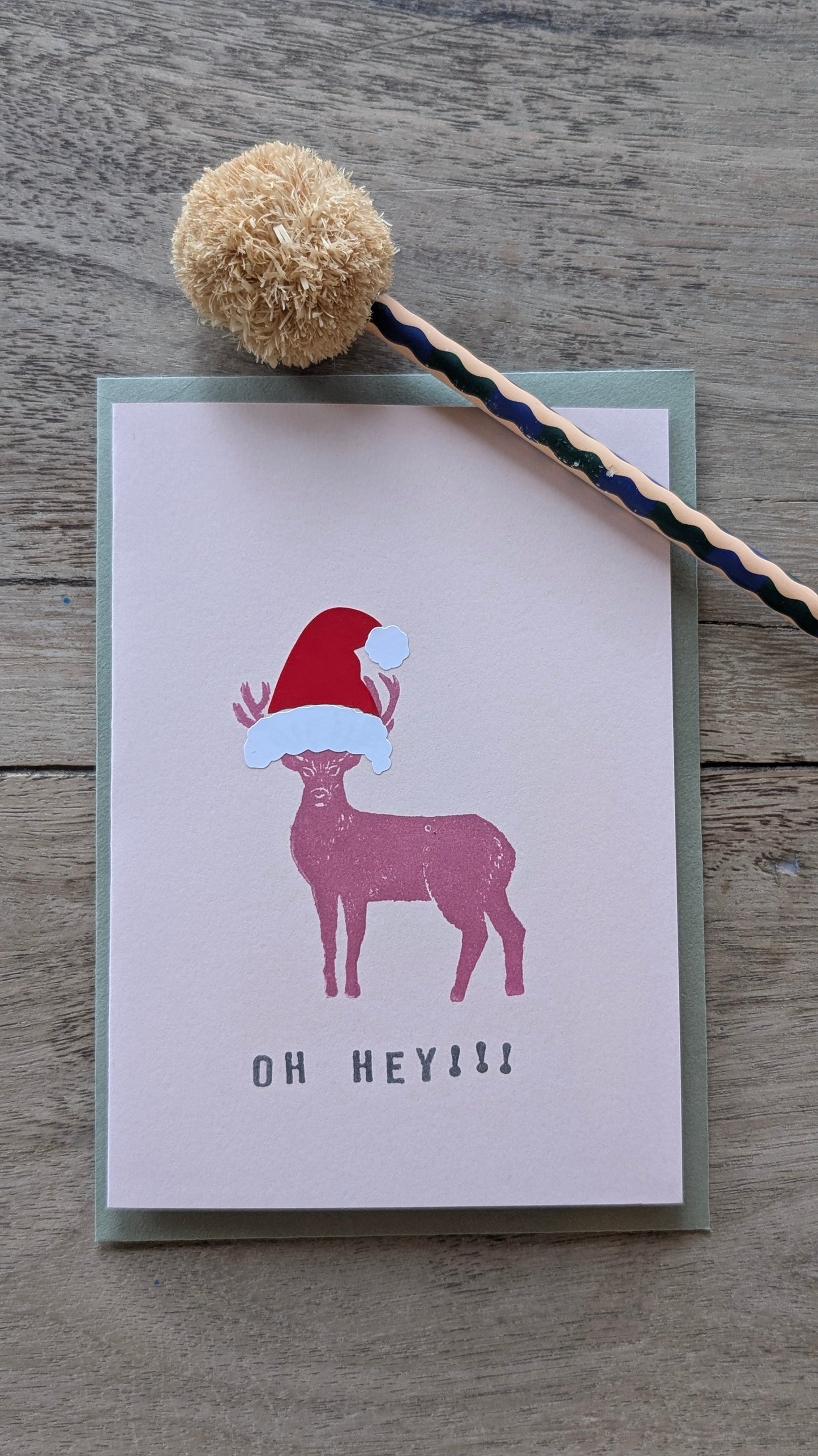 Pink Reindeer Christmas Card