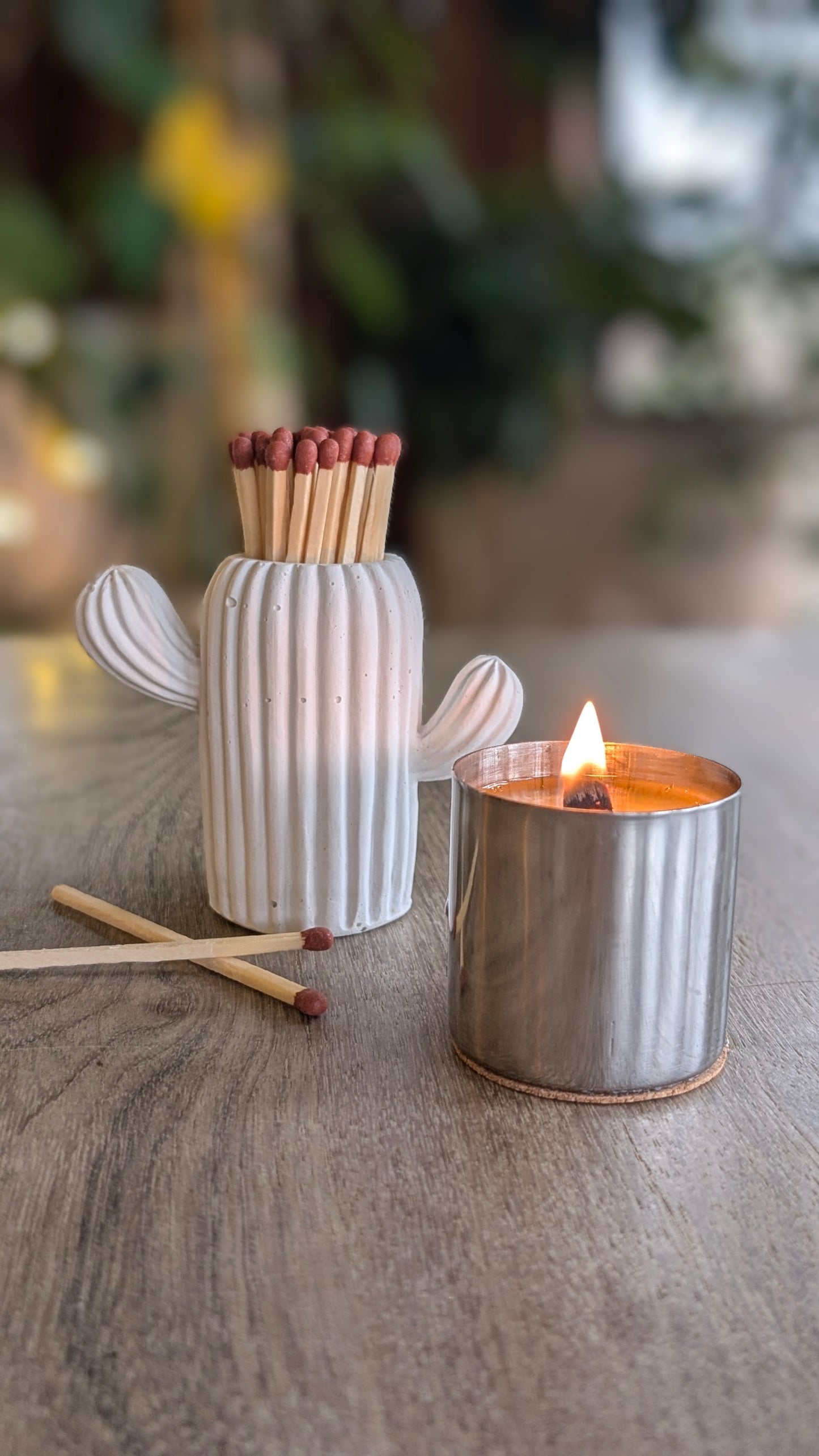 White Cactus Match Jar