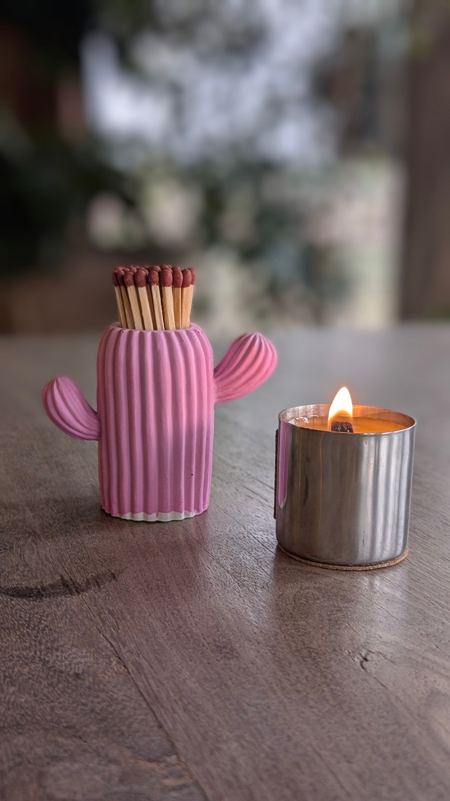 Dark Pink Cactus Match Jar