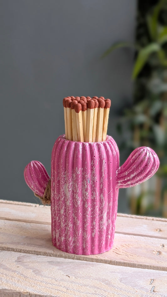 Clive the Pink Marbled Cactus Match Jar