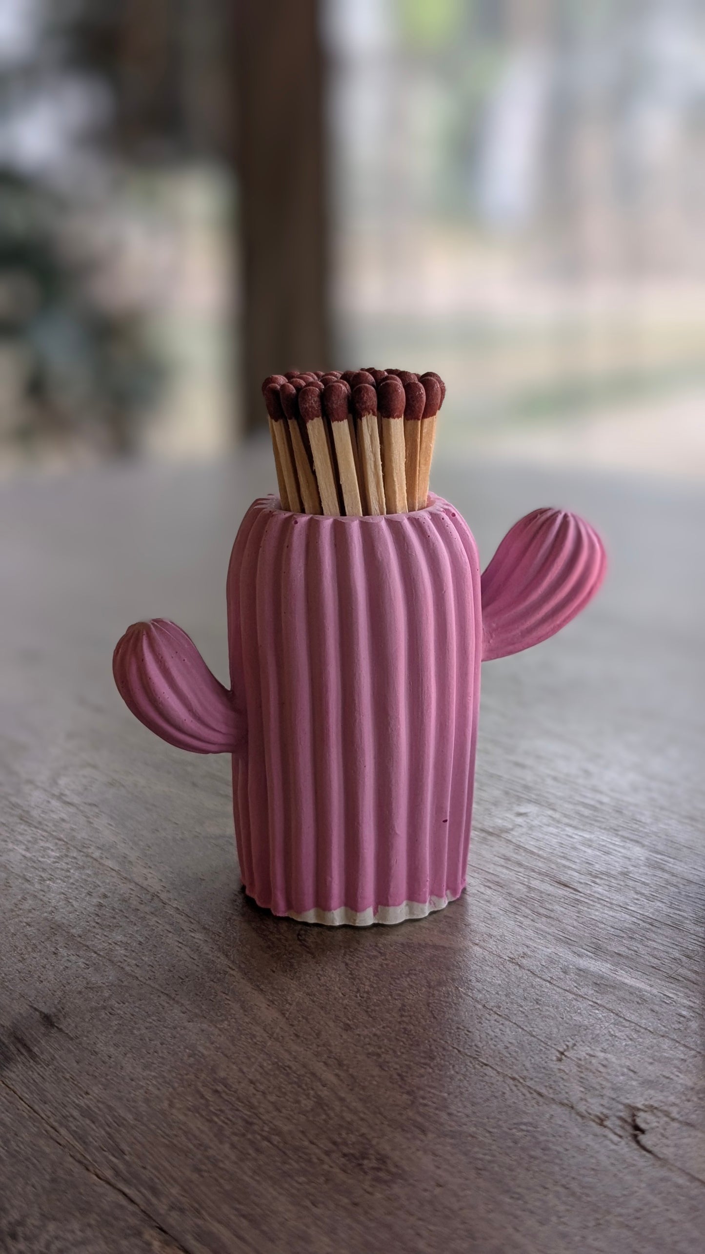 Dark Pink Cactus Match Jar
