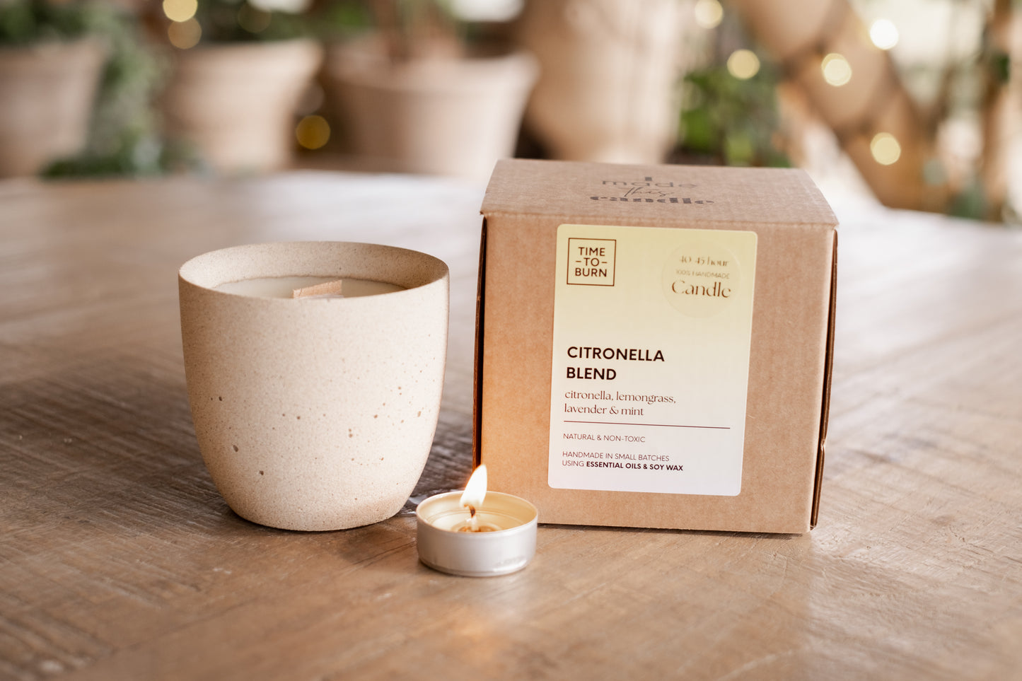 Citronella, Lemongrass, Peppermint & Lavender Refillable Amphora Candle - 40 Hour