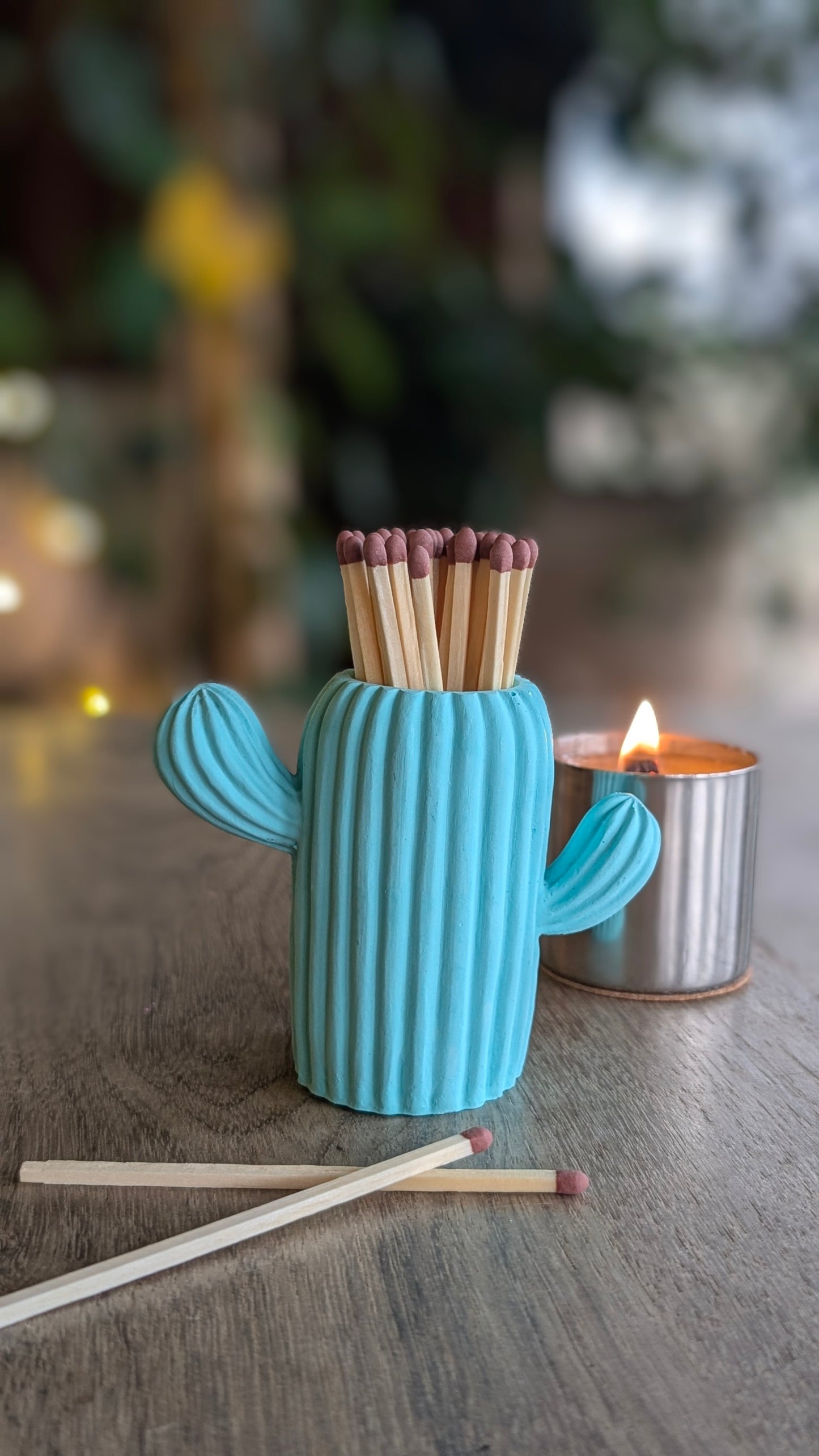 Blue Cactus Match Jar