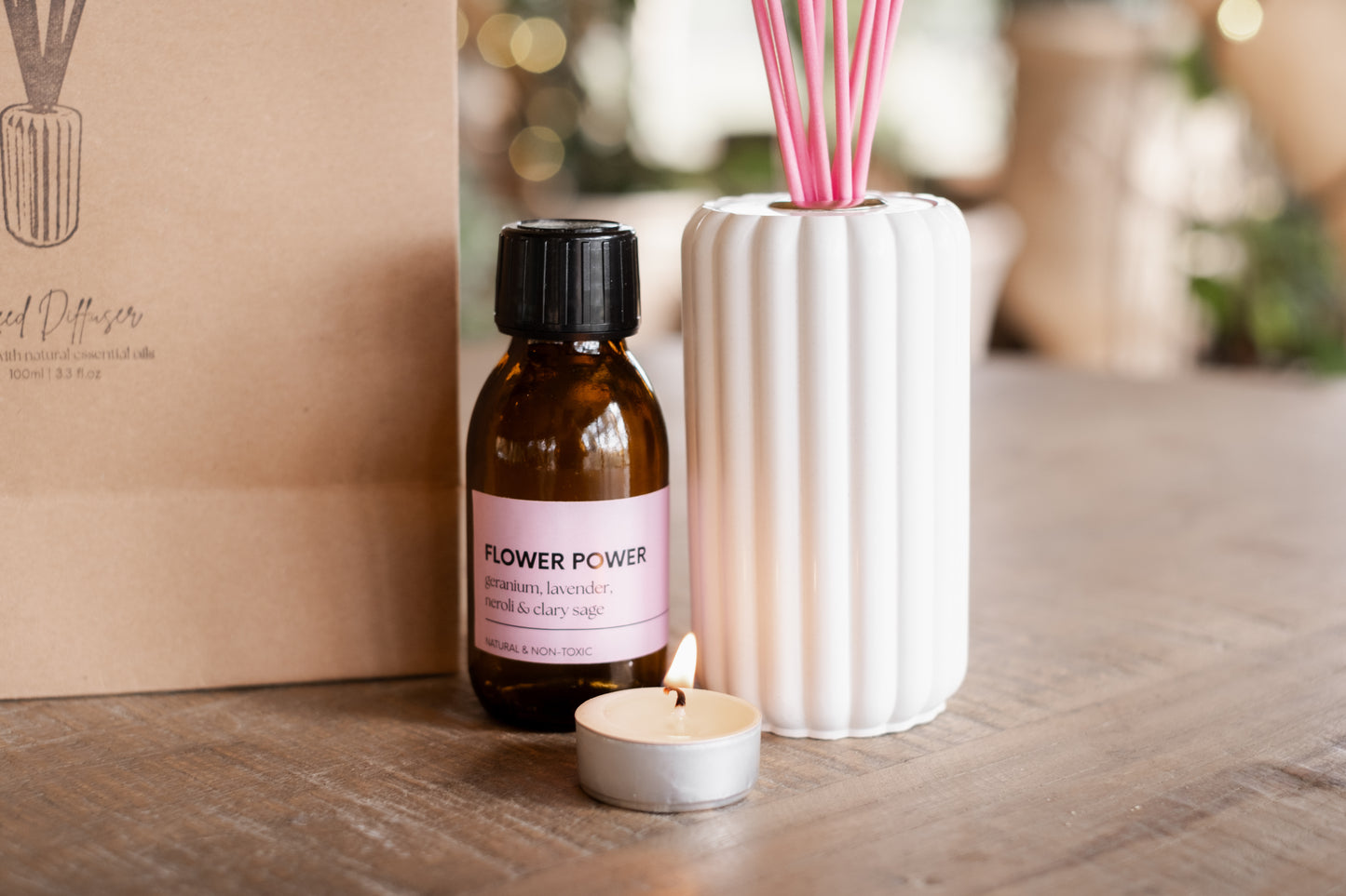 Natural Diffuser - Flower Power - Clary Sage, Lavender, Geranium & Neroli