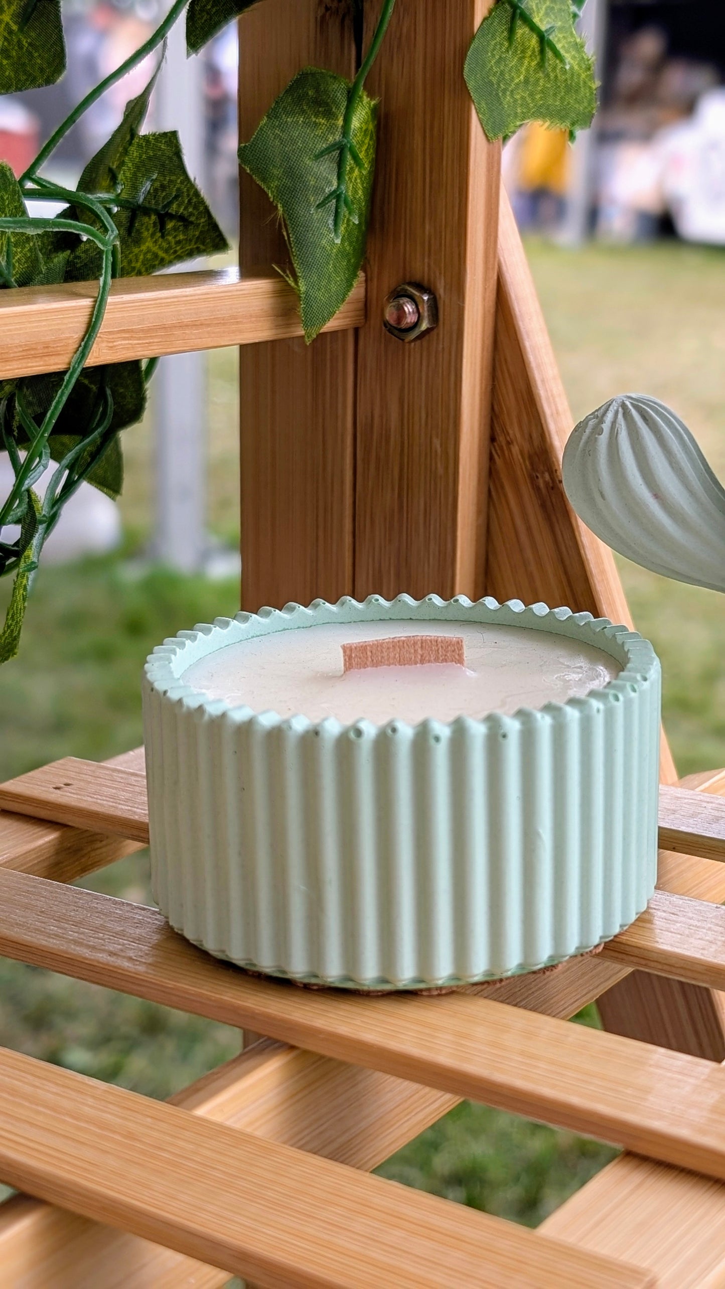 Eucalyptus, Rose Geranium, Lavender & Cedar Candle & Matching Green Cactus Match Pot - Gift Box