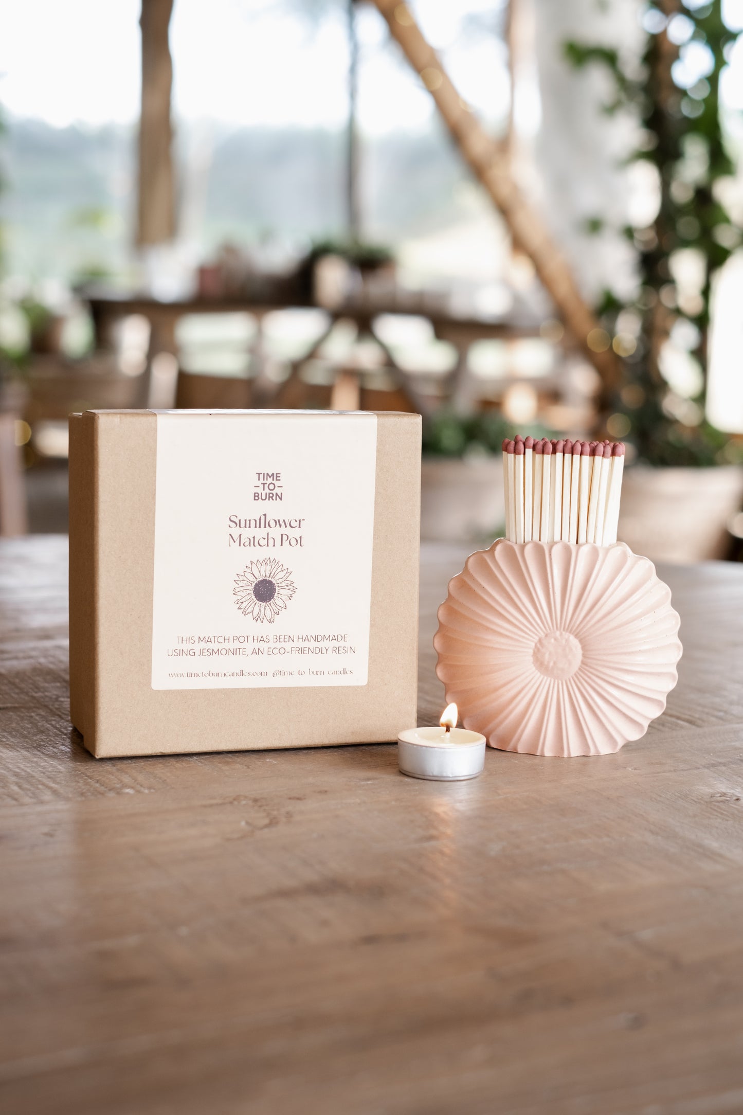 Light Beige Sunflower Match Jar