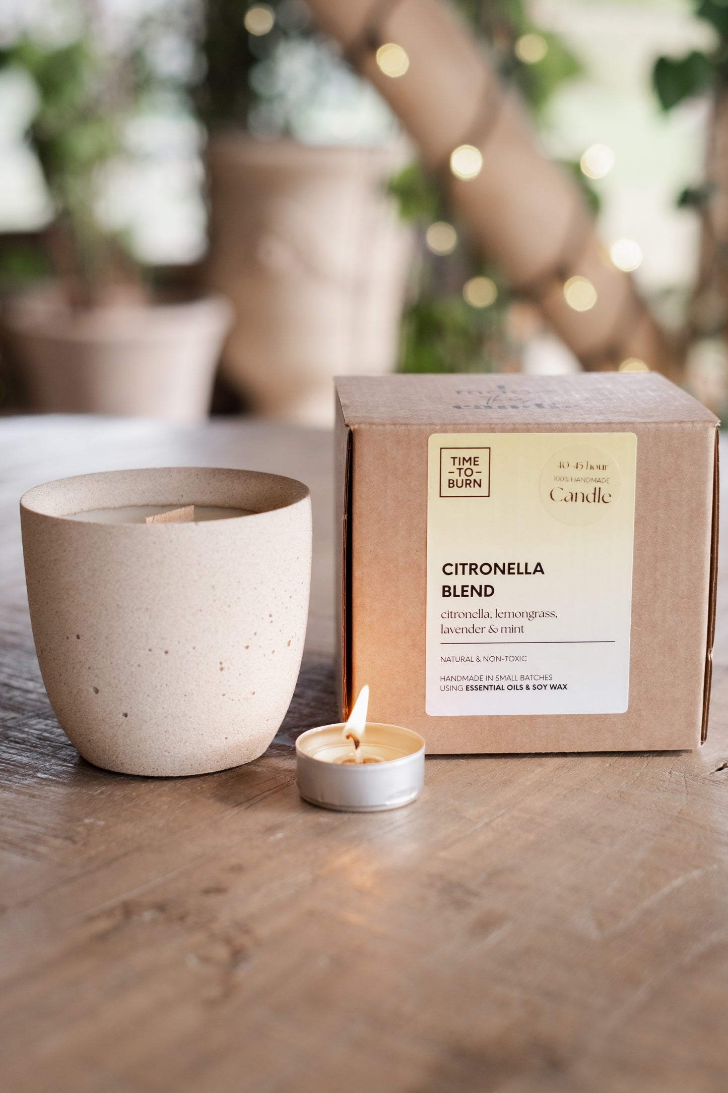 Citronella, Lemongrass, Peppermint & Lavender Refillable Amphora Candle - 40 Hour