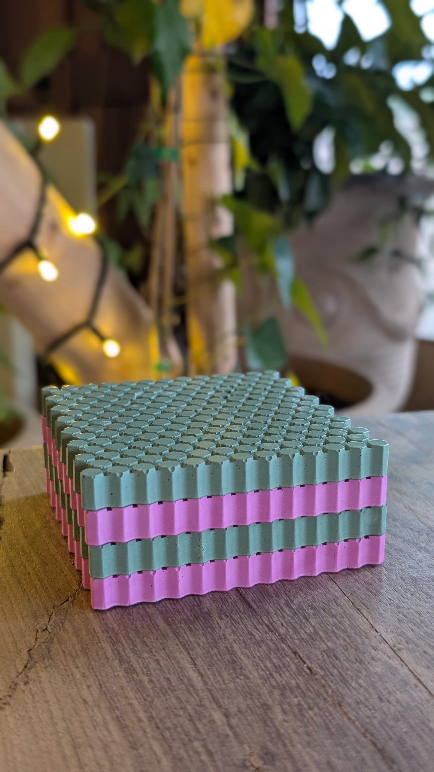 Pink & Green Geometric Coasters