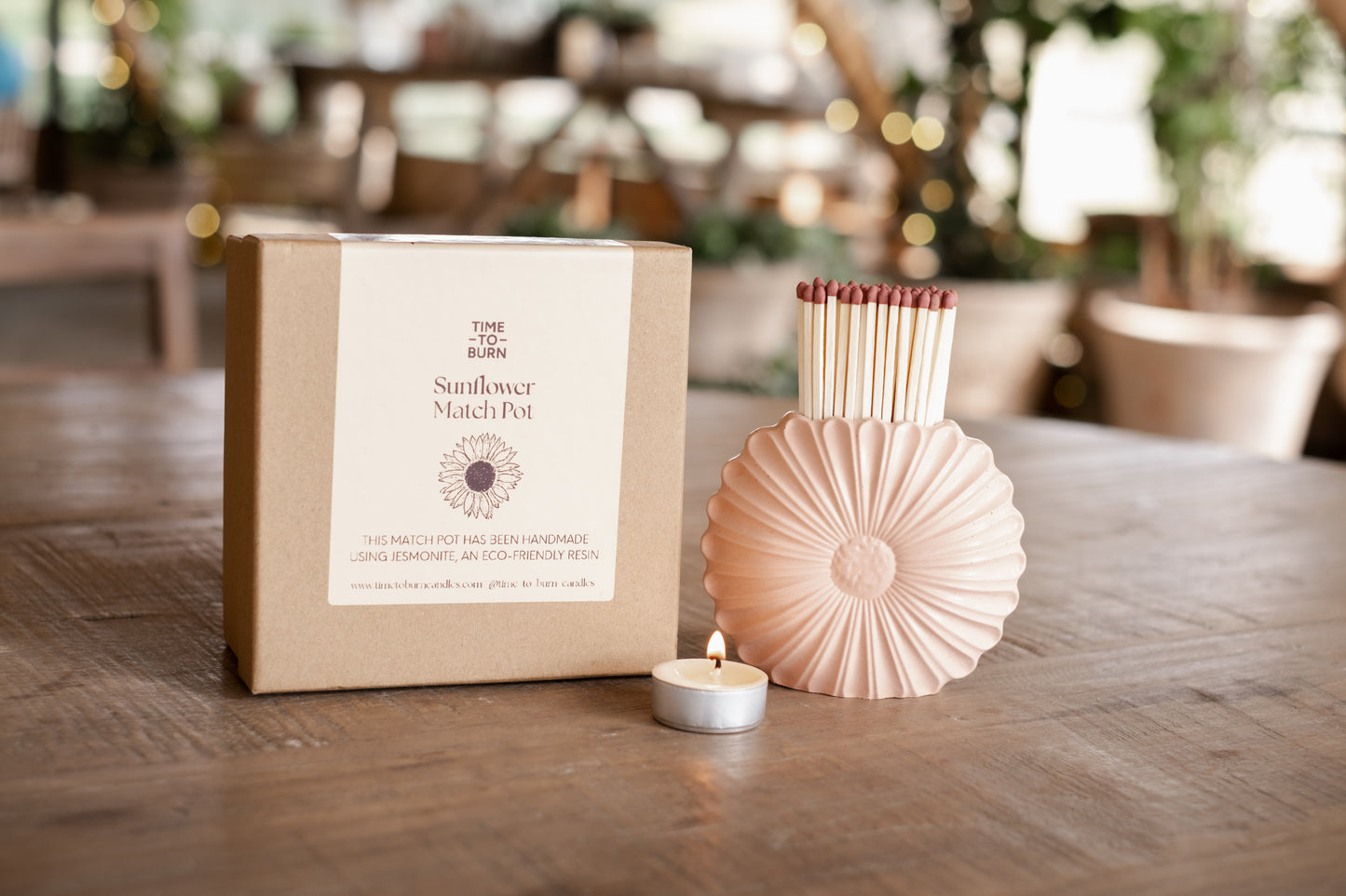 Light Beige Sunflower Match Jar