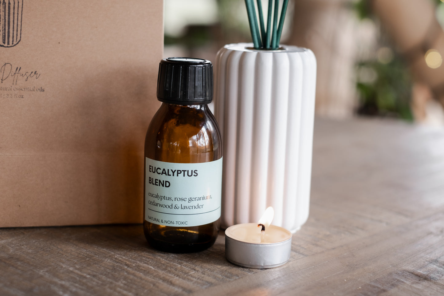 Natural Diffuser - Eucalyptus, Lavender, Rose Geranium & Cedarwood