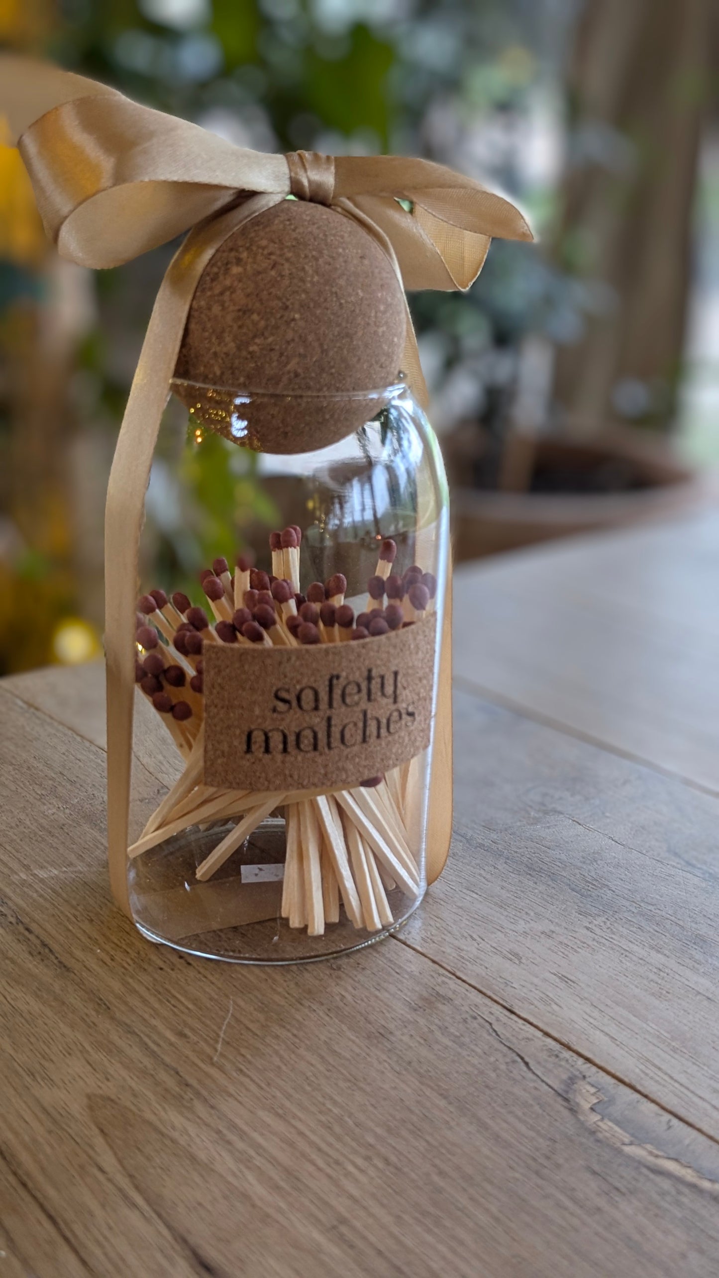 Gold Ribboned Match Jar