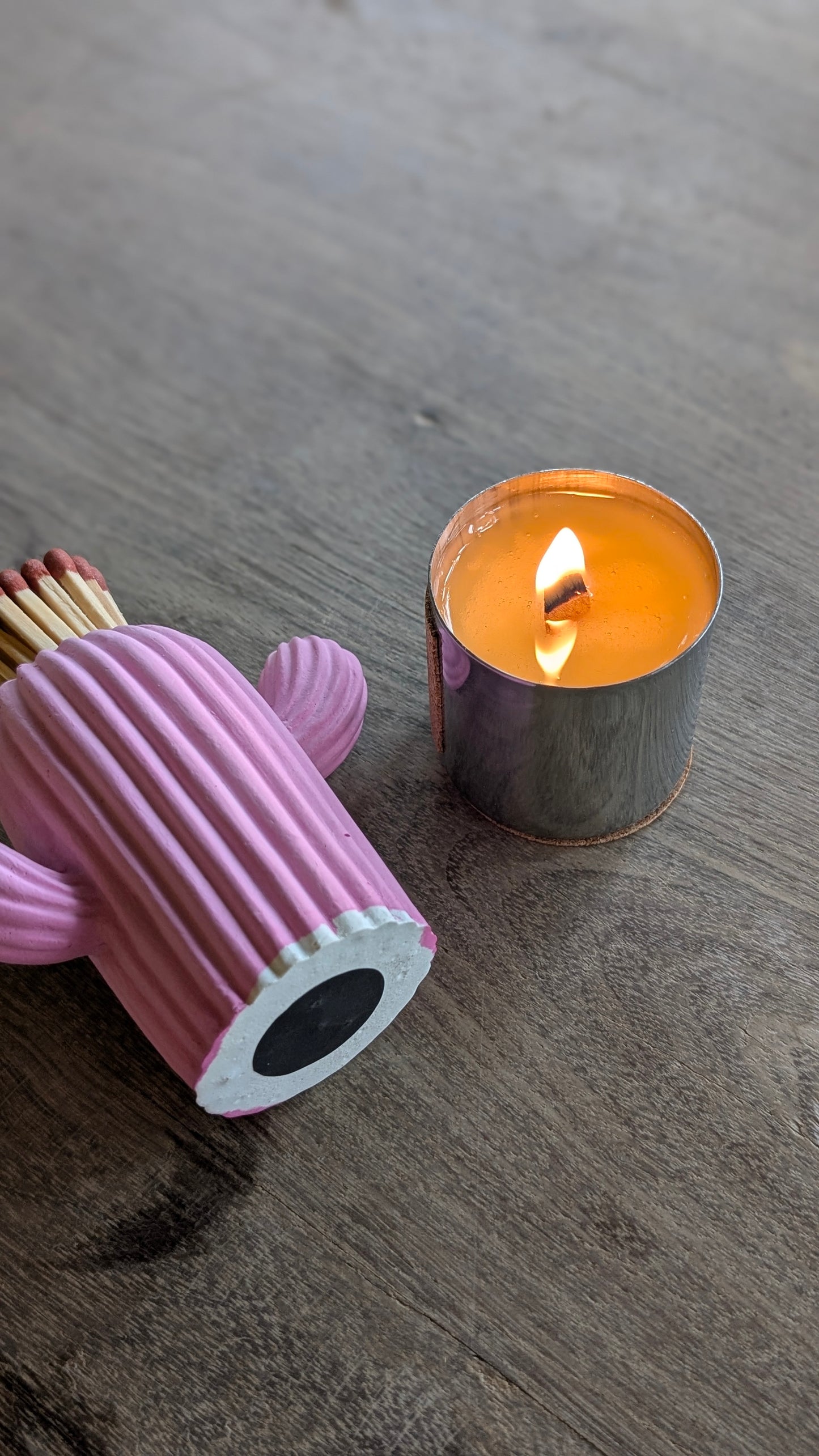 Dark Pink Cactus Match Jar
