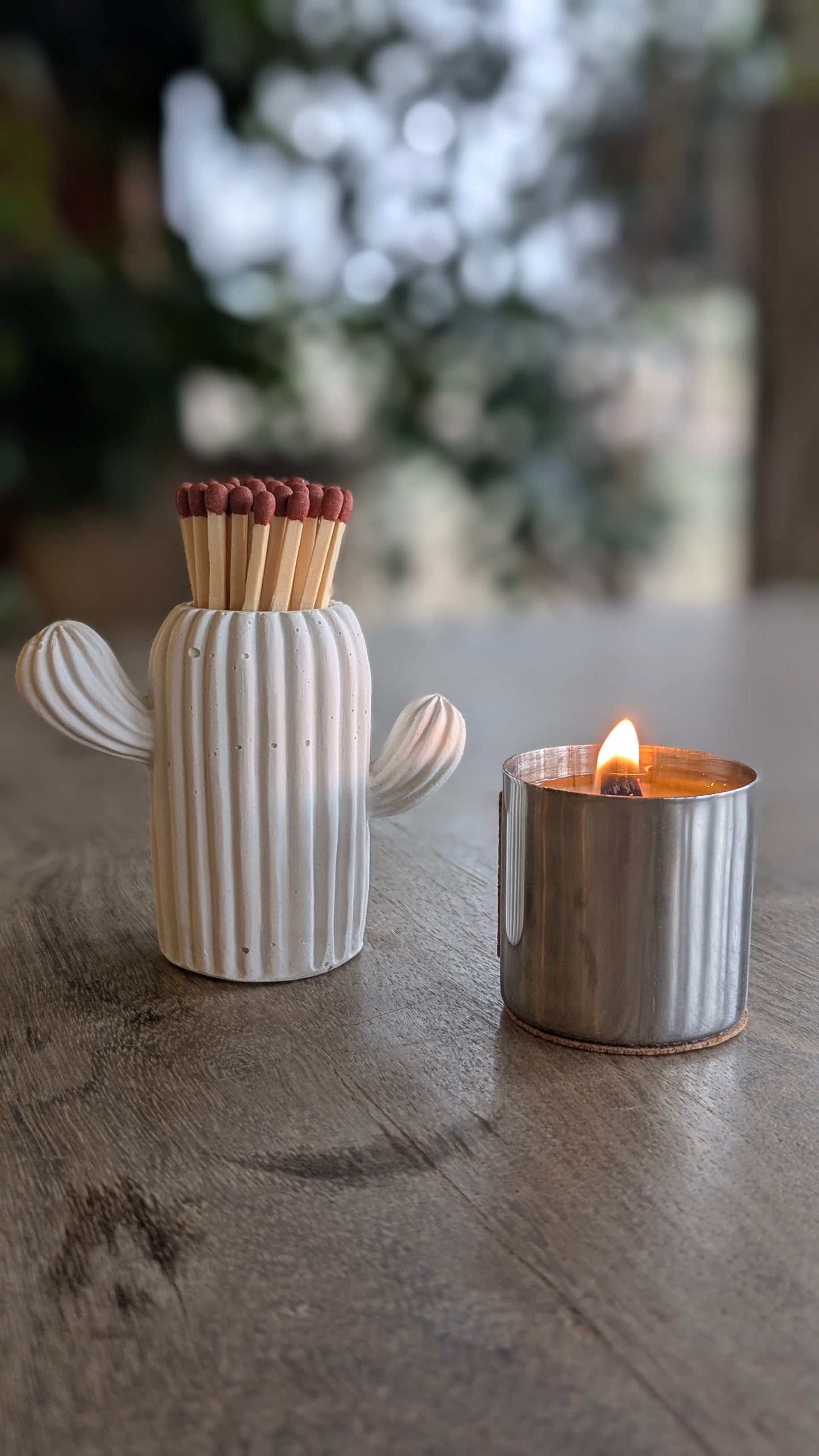 White Cactus Match Jar
