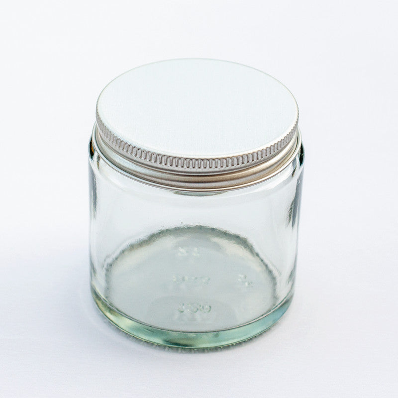 White Label Candles - 120ml Clear Glass Candle Jar with Silver Lid