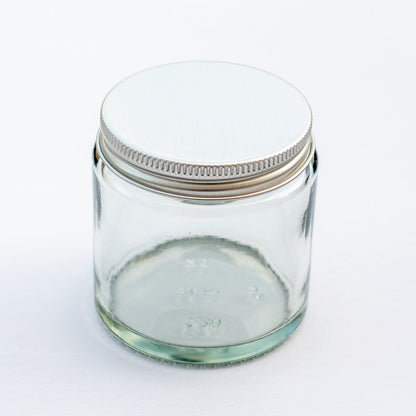 White Label Candles - 120ml Clear Glass Candle Jar with Silver Lid