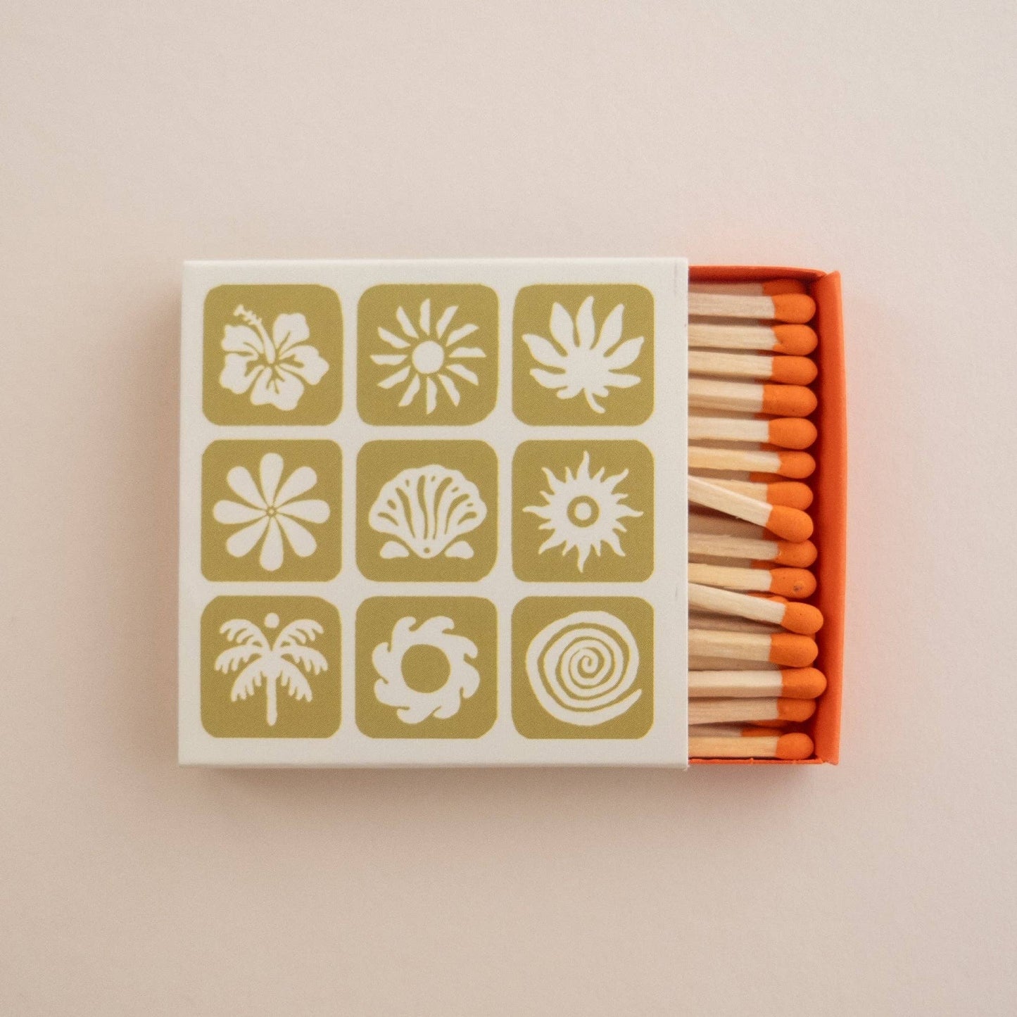 Small Matchbox in Chartreuse - With Mini Orange matches