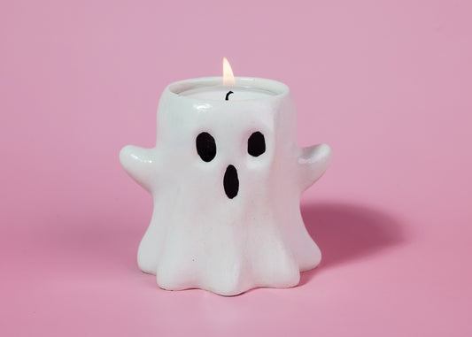 Cute ghost shaped tealights holder - handmade using jesmonite