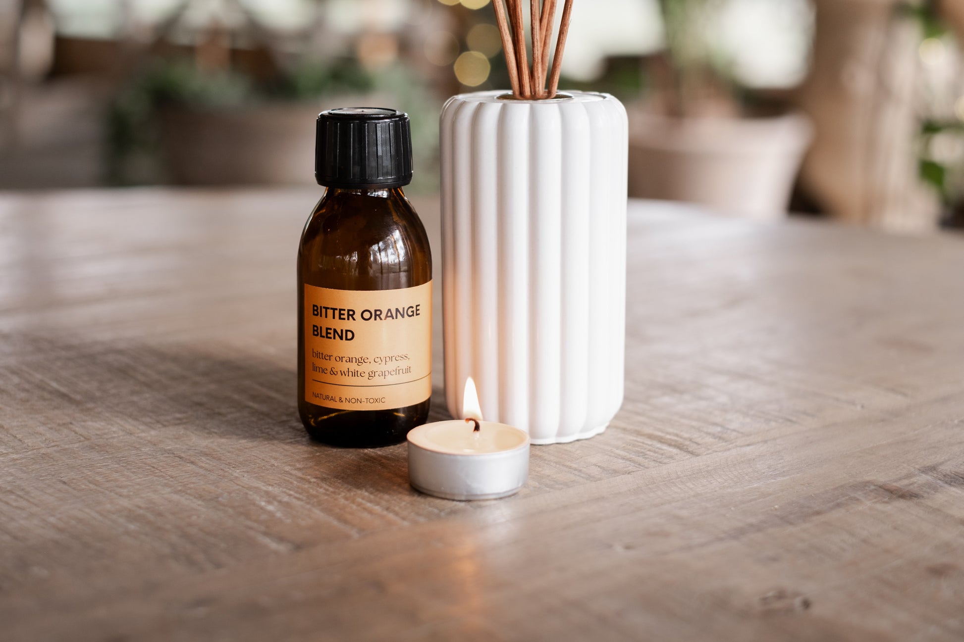 Bitter Orange Lime Cypress Reed Diffuser - Full Diffuser Kit (jar, oil & reeds) - Diffuser