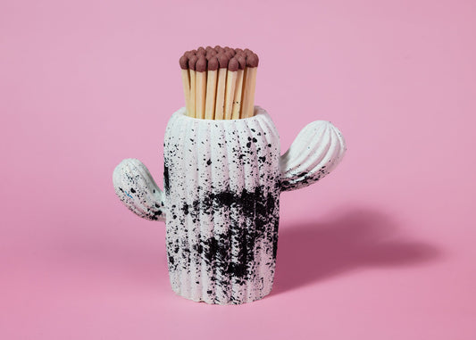 Clive the Cactus Match Pot - Black + White - Matches