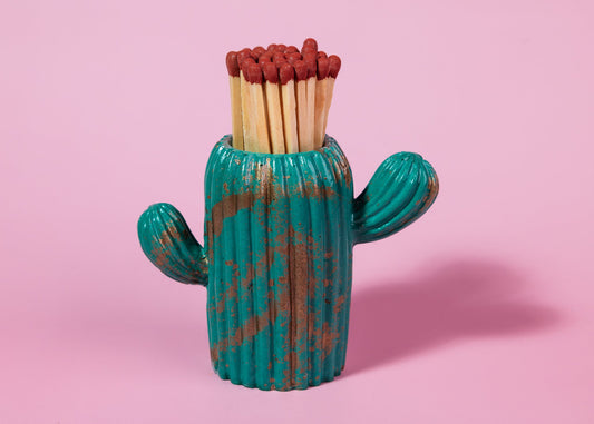Clive the Green & Gold Marbled Cactus Match Jar - Matches