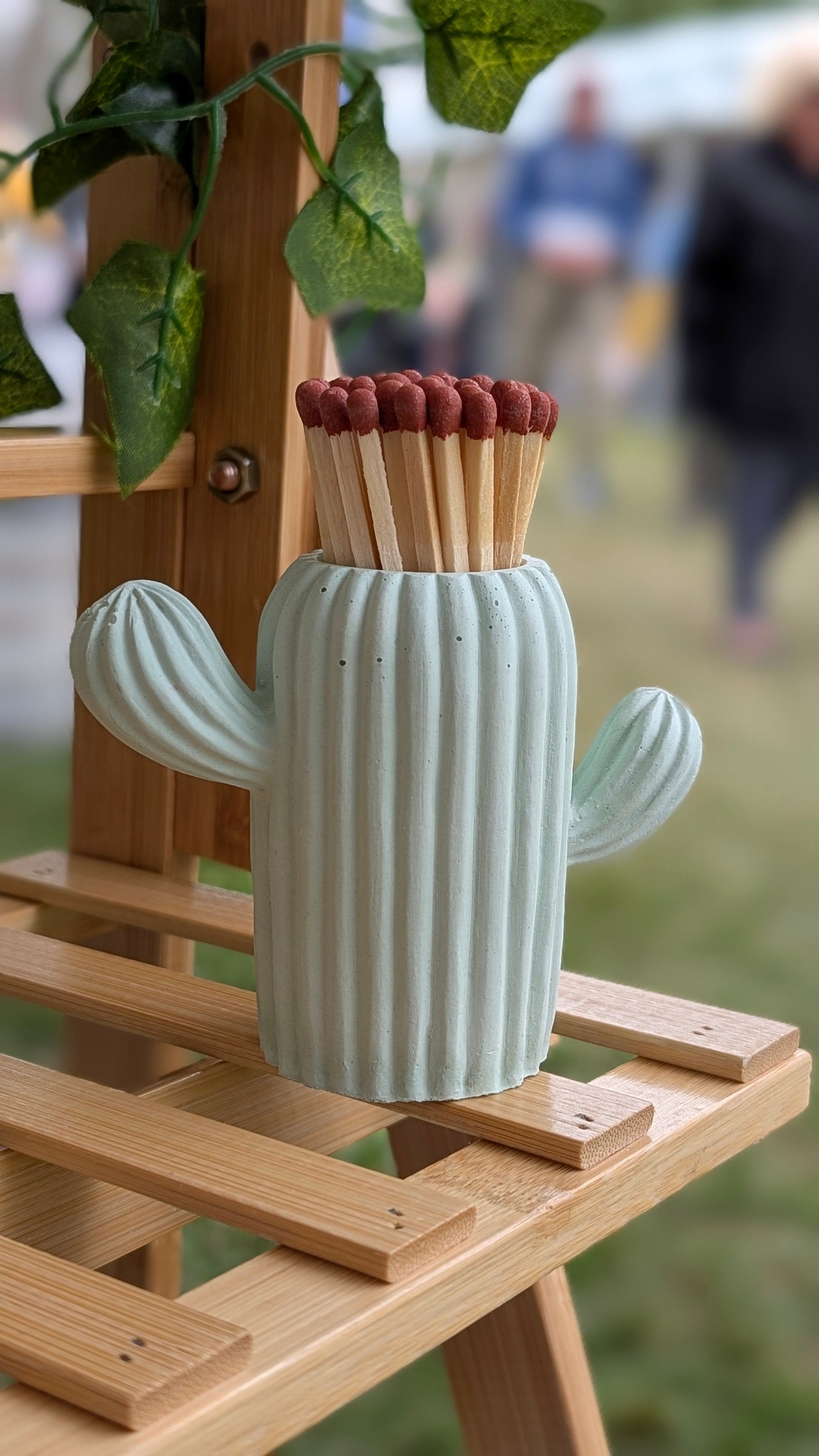 Clive the Mint Green Cactus Match Pot - Matches