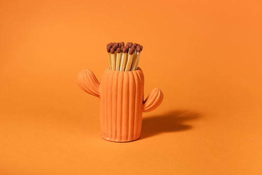Clive the Orange Cactus Match Pot - Matches