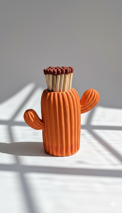 Clive the Orange Cactus Match Pot - Matches