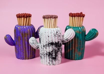 Clive the Purple & Gold Marbled Cactus Match Jar - Matches