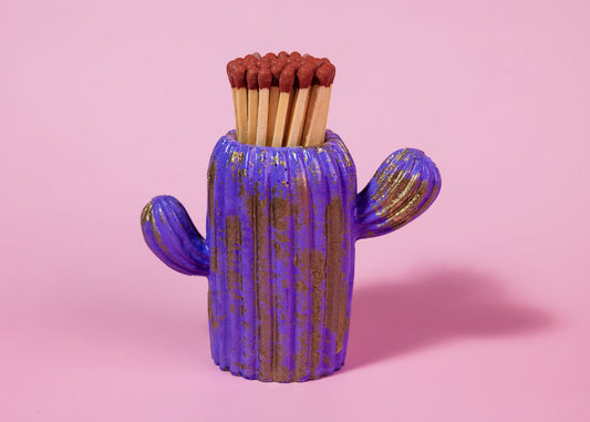 Clive the Purple & Gold Marbled Cactus Match Jar - Matches