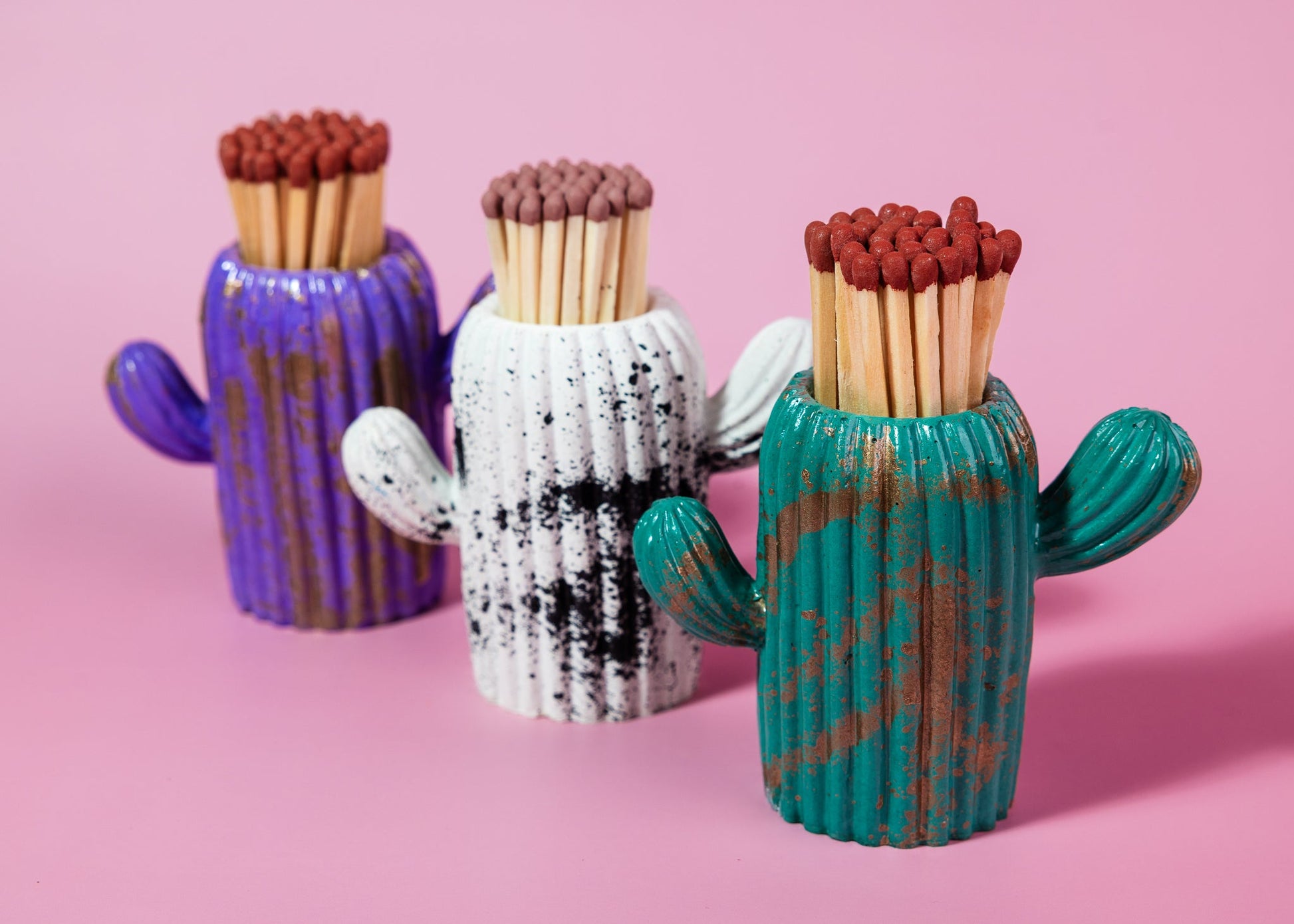 Clive the Purple & Gold Marbled Cactus Match Jar - Matches