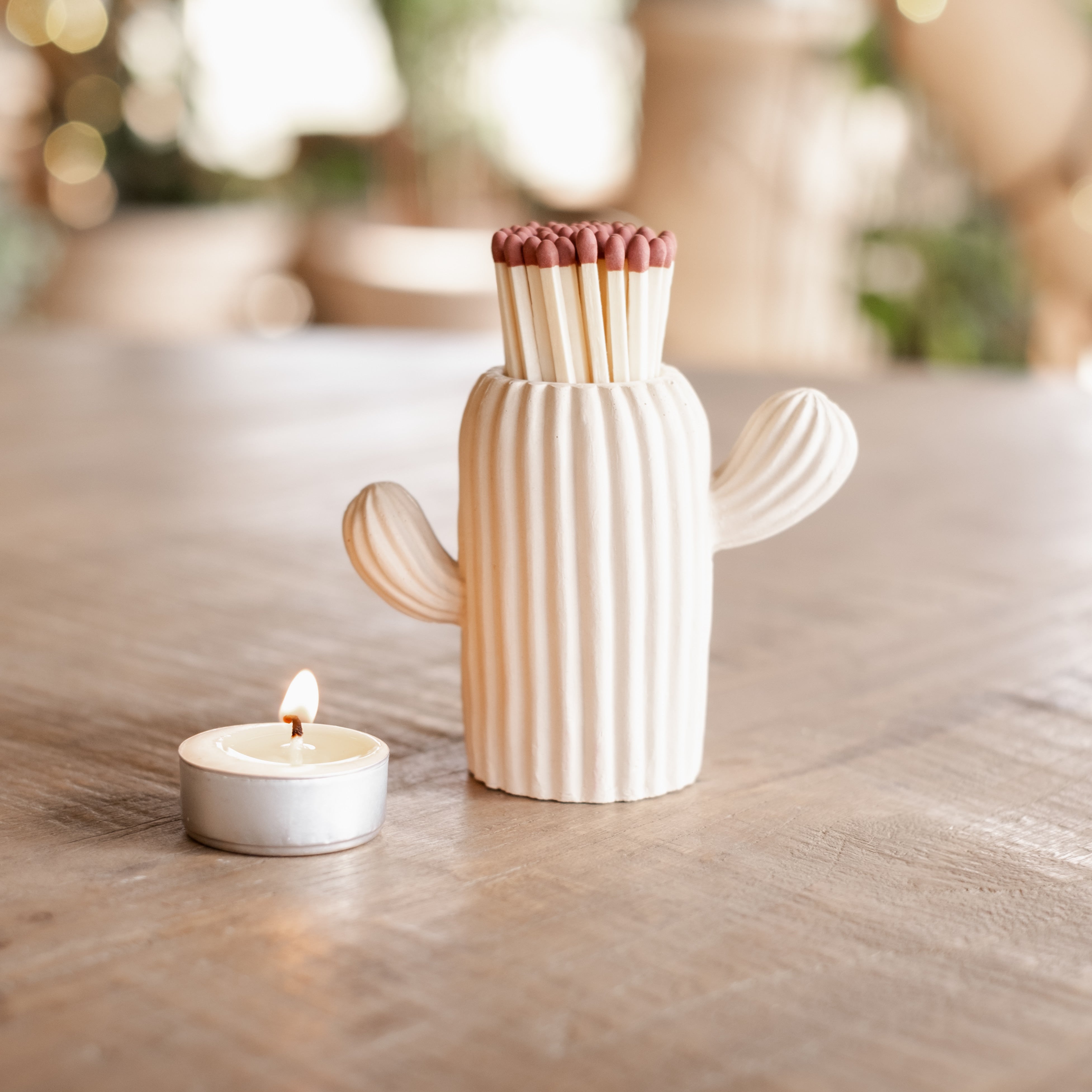 Clive the Stone Coloured Cactus Match Pot - Matches
