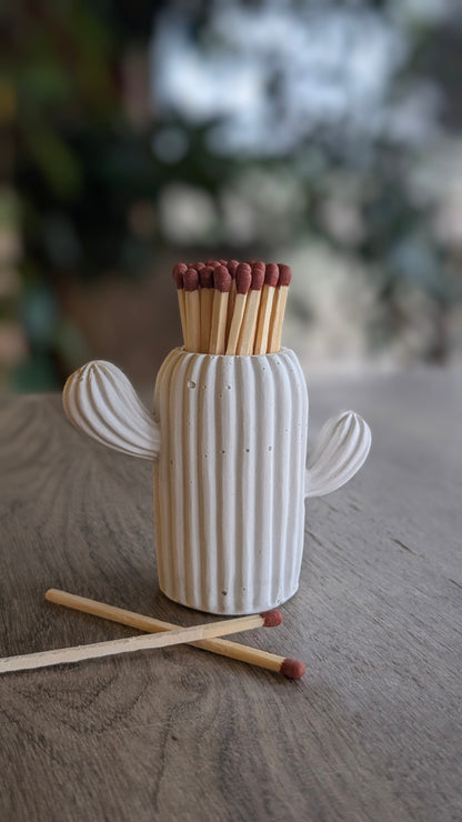 Clive the White Cactus Match Jar - Matches