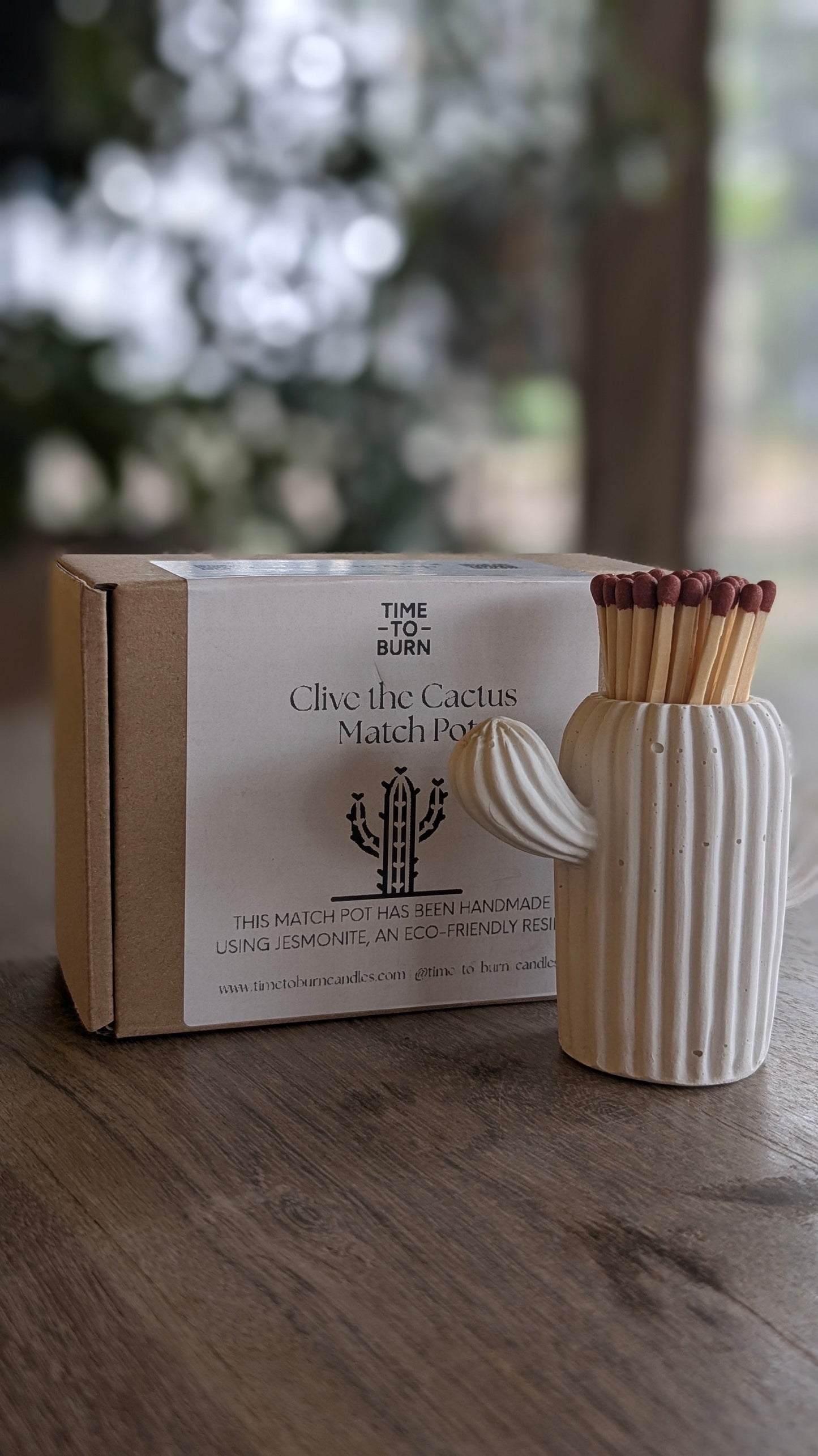Clive the White Cactus Match Jar - Matches