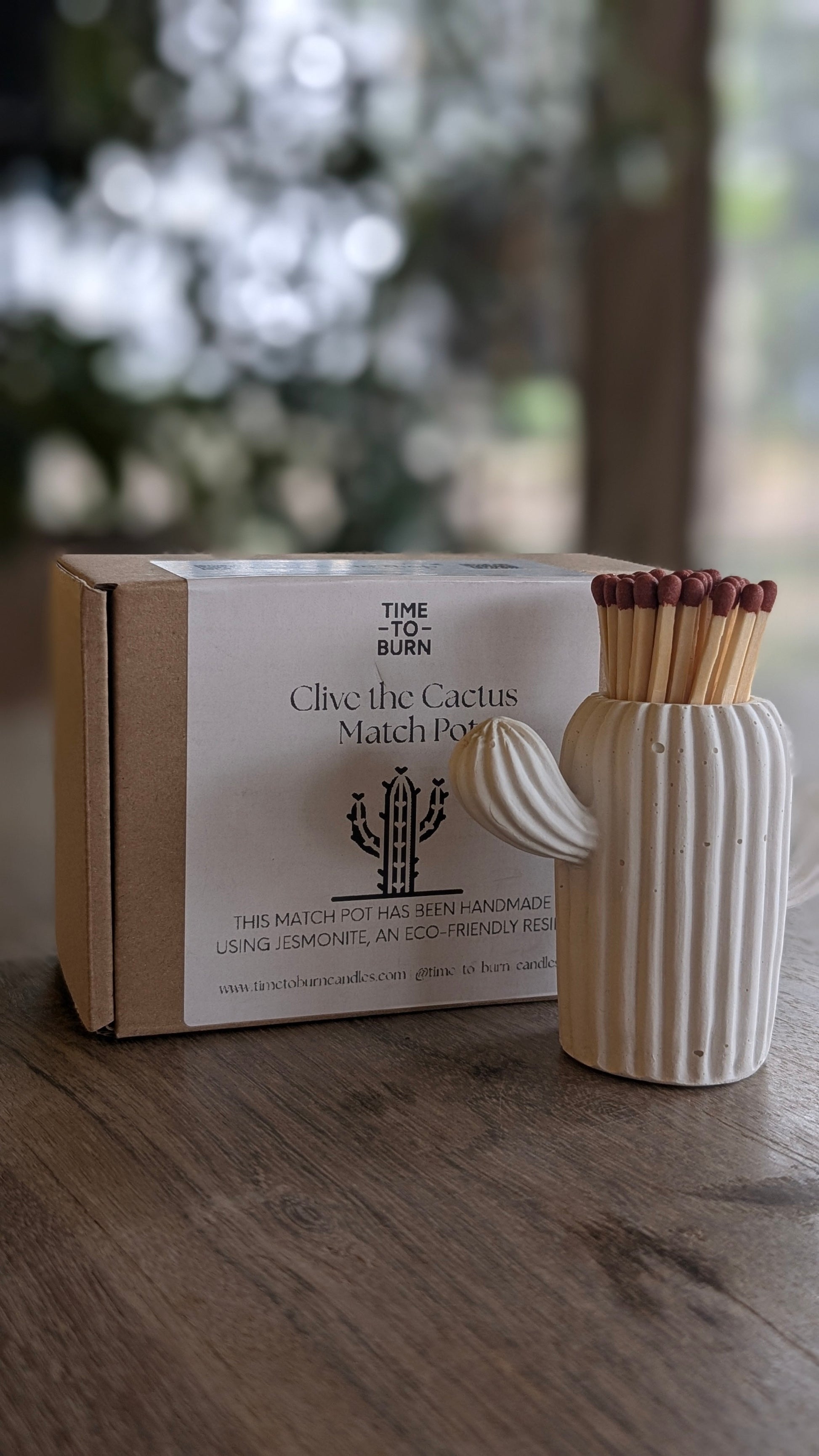 Clive the White Cactus Match Jar - Matches