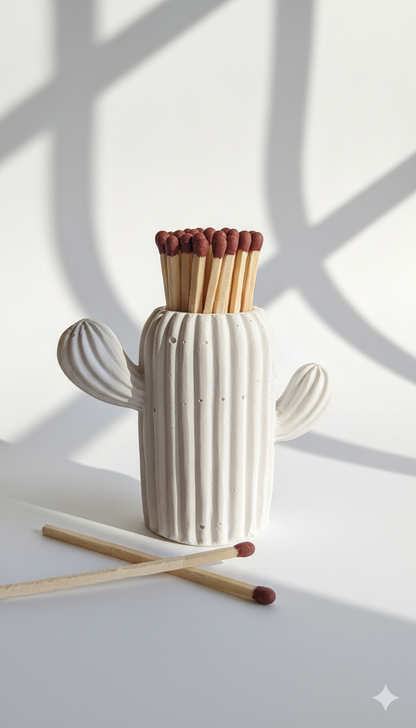 Clive the White Cactus Match Jar - Matches