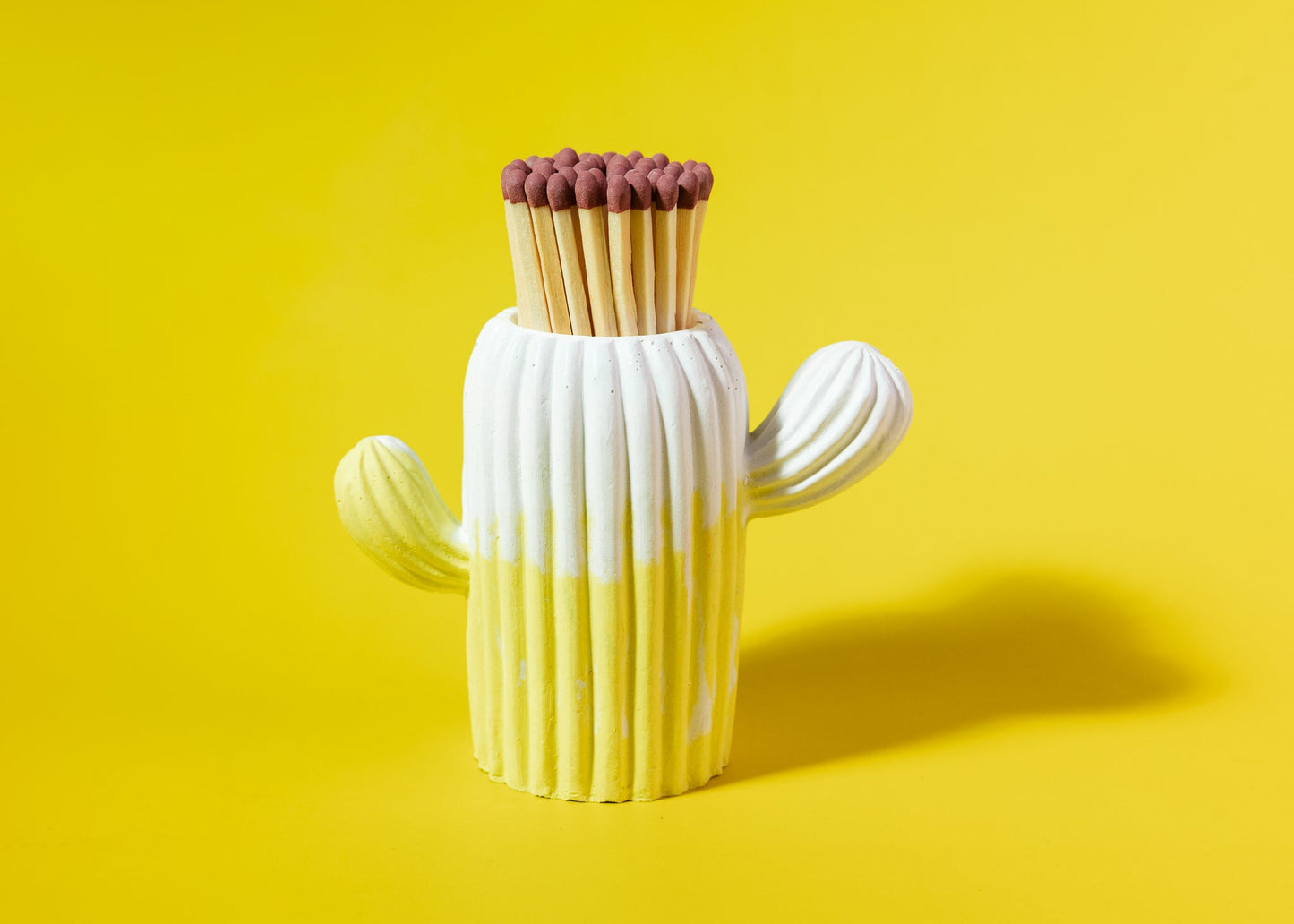 Clive the Yellow & White Cactus Match Jar - Matches