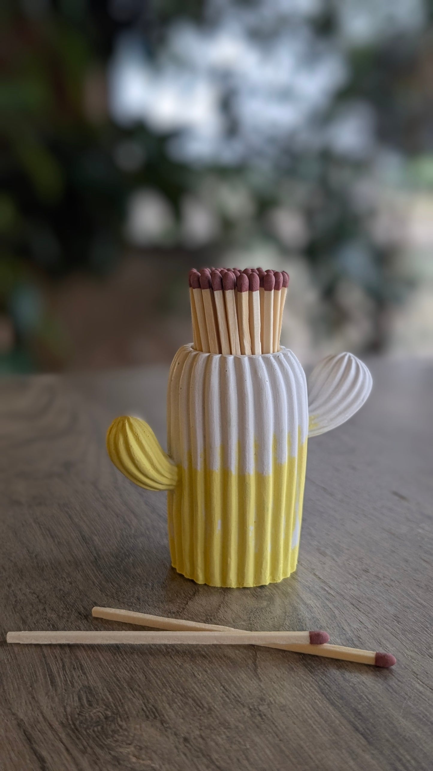 Clive the Yellow & White Cactus Match Jar - Matches