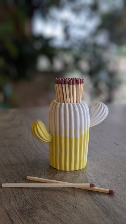 Clive the Yellow & White Cactus Match Jar - Matches