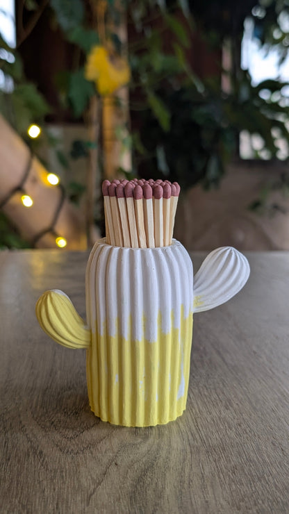 Clive the Yellow & White Cactus Match Jar - Matches