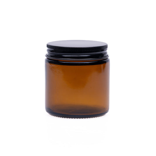 White Label Candles - 120ml Amber Glass Candle Jar with Black Lid