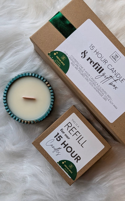 Festive Spice 15 Hour Refill Gift Box - Refillable 15 Hour Candle + Extra Refill - Candle