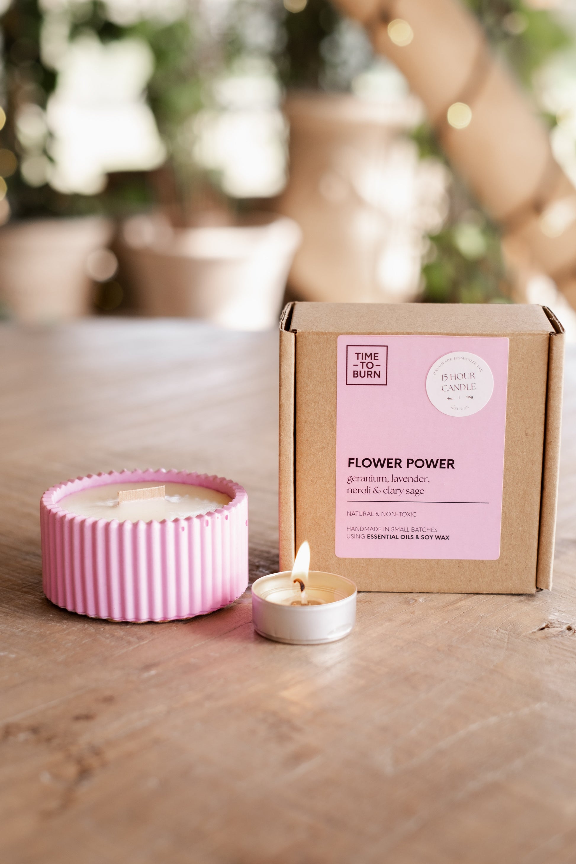 Flower Power - Clary Sage Neroli Lavender & Rose Geranium - 15 Hour Refillable Candle - Candle