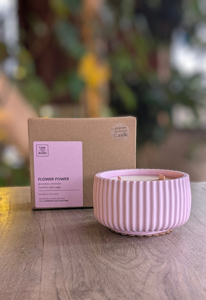 Flower Power - Clary Sage Neroli Lavender & Rose Geranium - 40 Hour Candle - Candle