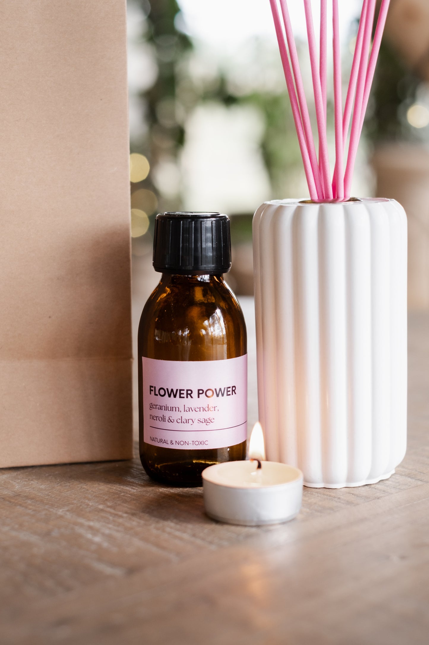 Flower Power Reed Diffuser - Clary Sage Lavender Geranium & Neroli - Diffuser