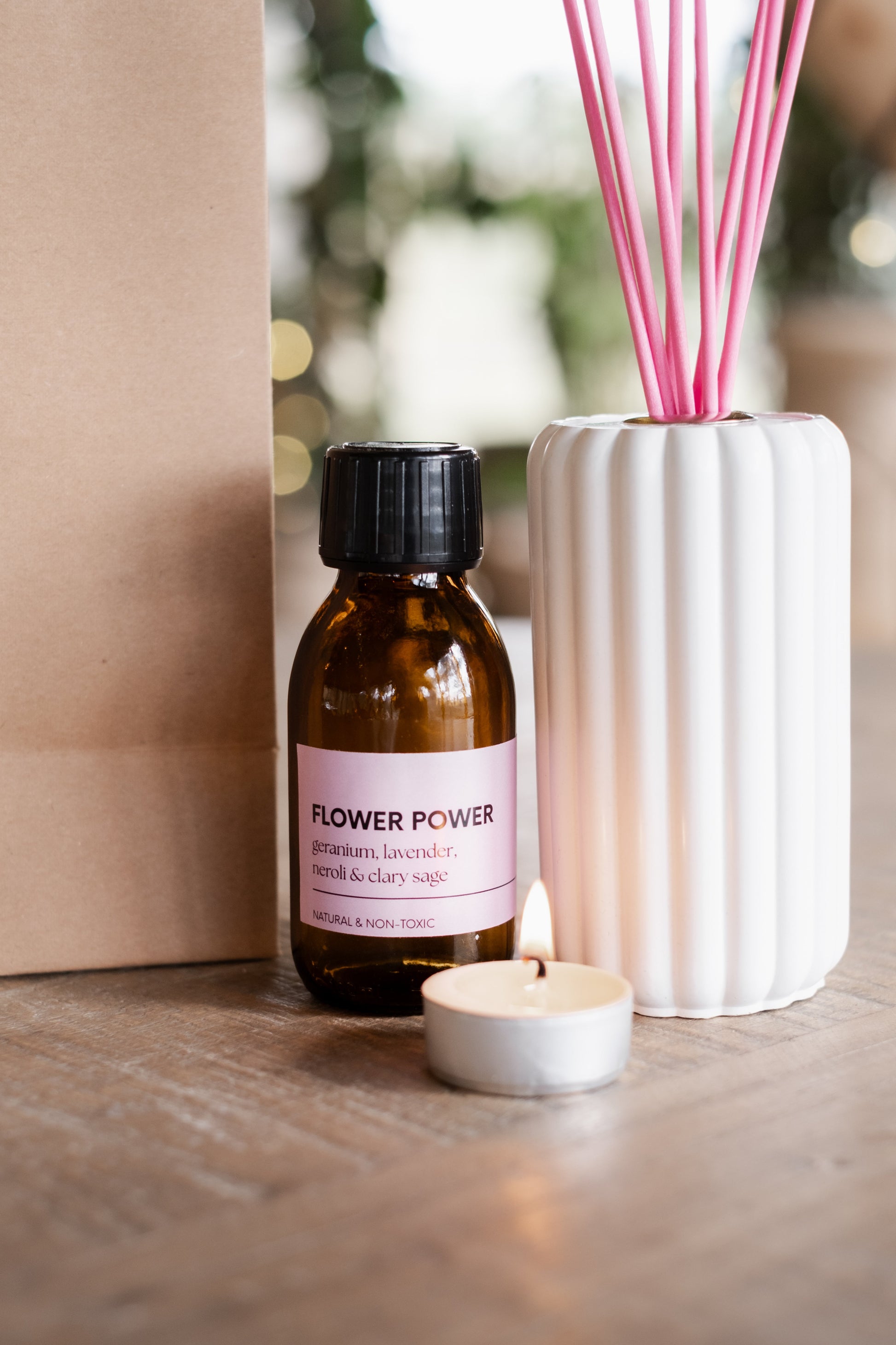 Flower Power Reed Diffuser - Clary Sage Lavender Geranium & Neroli - Diffuser