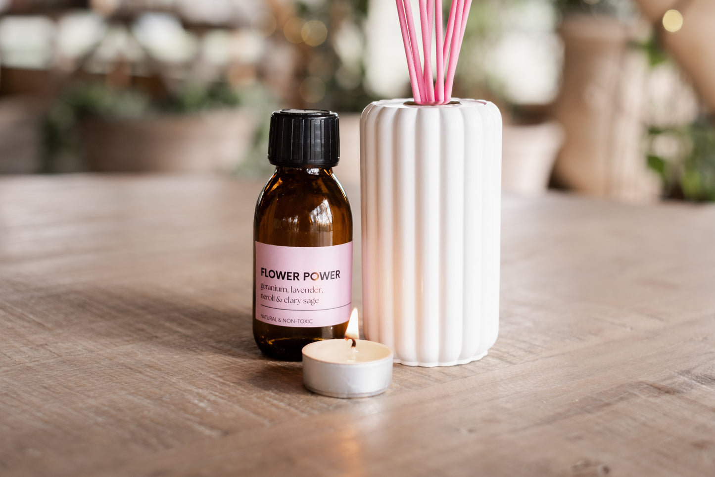 Flower Power Reed Diffuser - Clary Sage Lavender Geranium & Neroli - Diffuser
