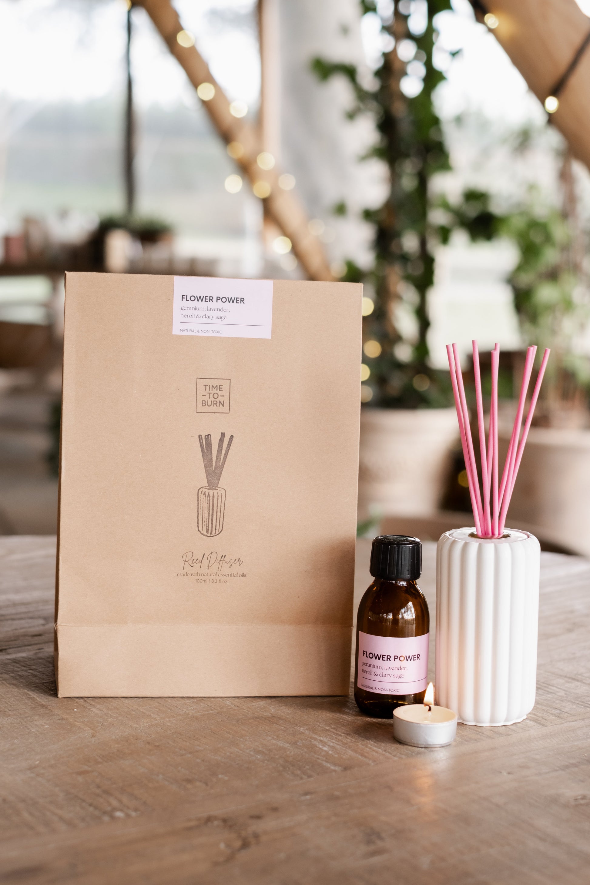 Flower Power Reed Diffuser - Clary Sage Lavender Geranium & Neroli - Diffuser