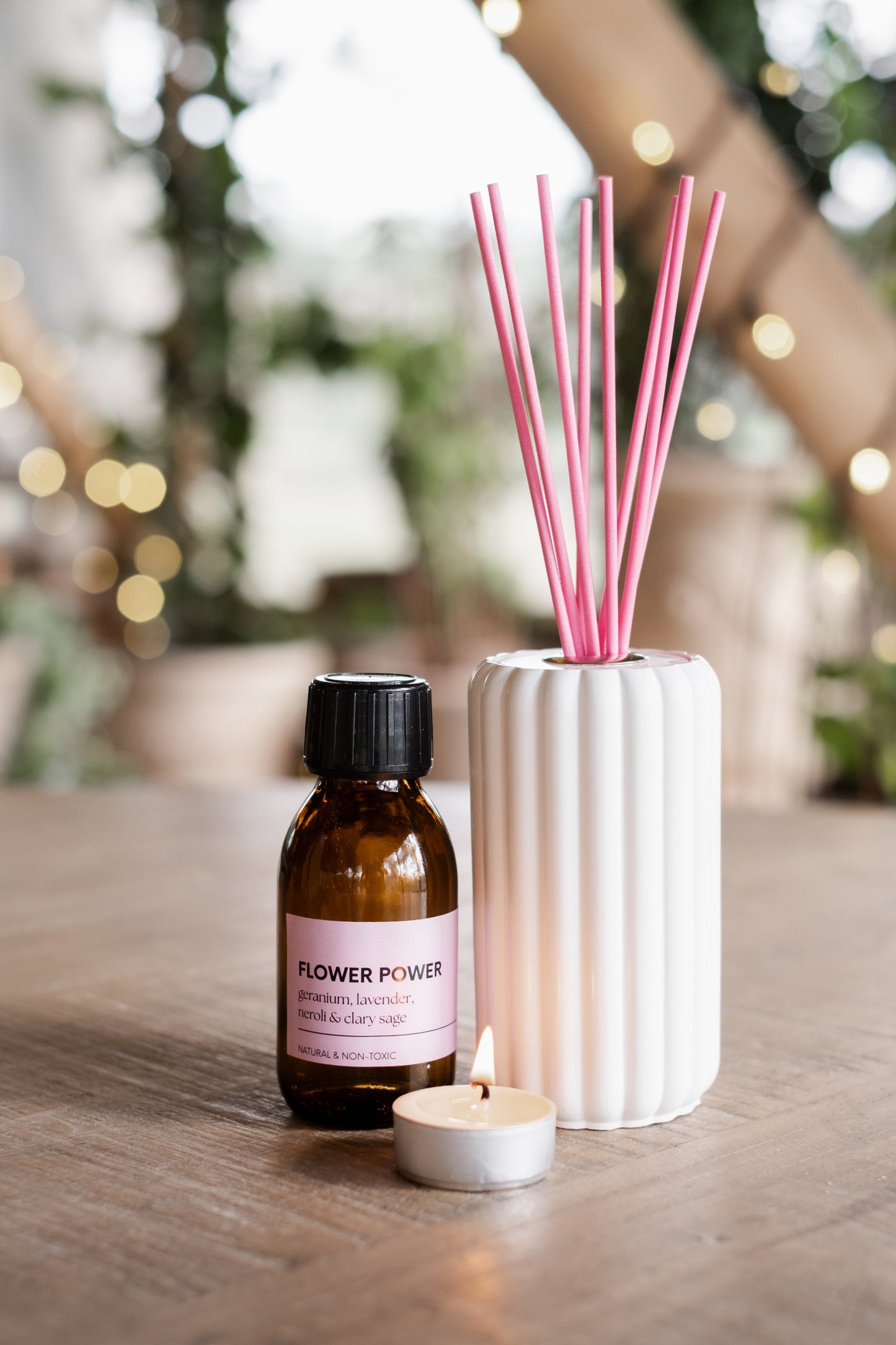 Flower Power Reed Diffuser - Clary Sage Lavender Geranium & Neroli - Diffuser