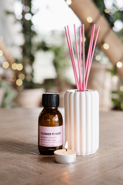 Flower Power Reed Diffuser - Clary Sage Lavender Geranium & Neroli - Diffuser