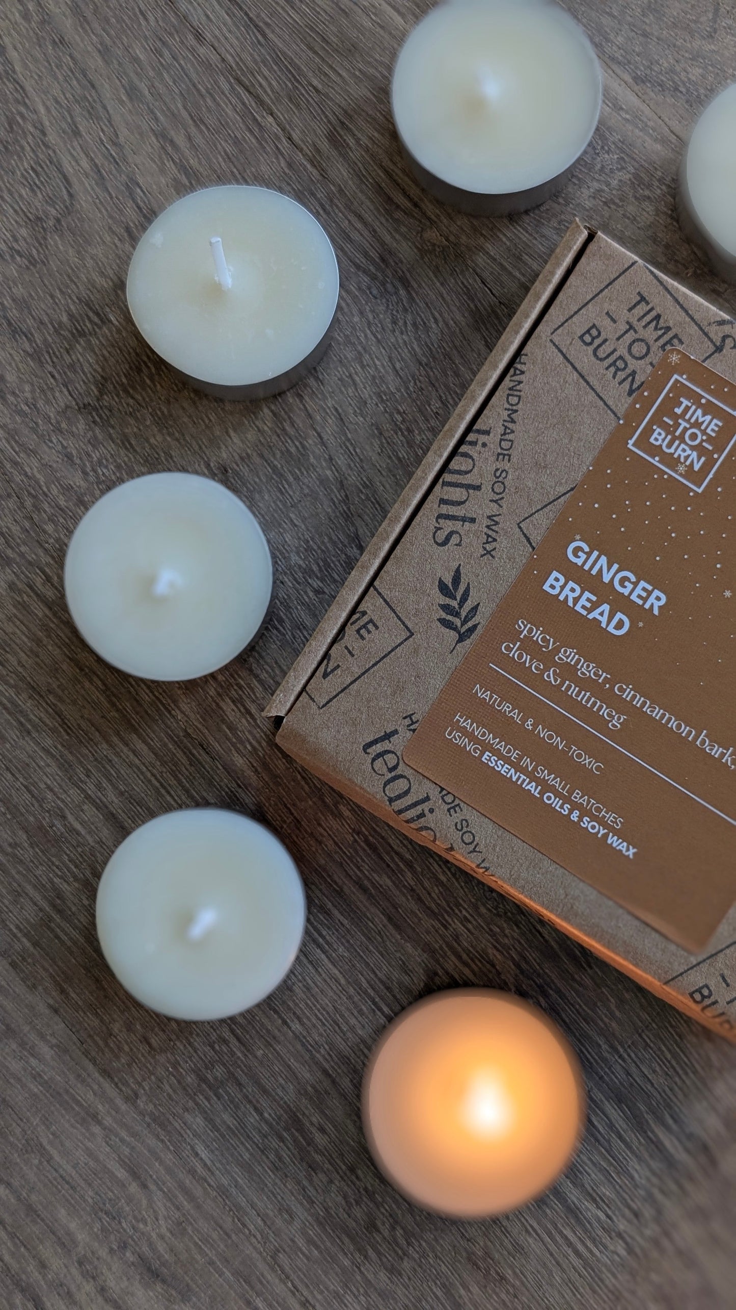 Gingerbread Tealights - Ginger Cinnamon Bark Clove & Nutmeg - Tealights